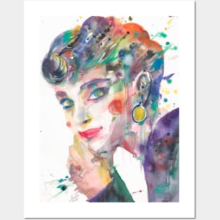 AUDREY HEPBURN watercolor portrait .8 Posters and Art